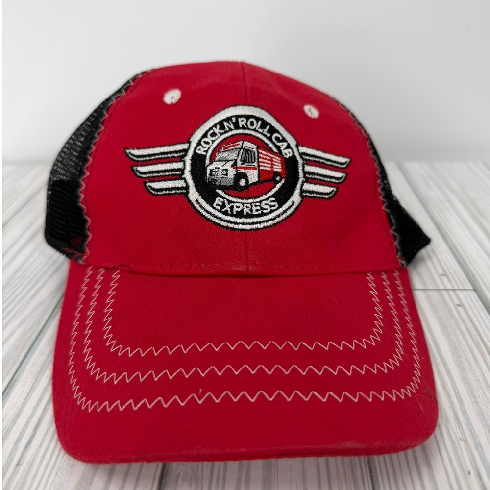 Snap-on Rock N Roll Cab Express Red Black Mesh Trucker Hat Adjustable Cap
